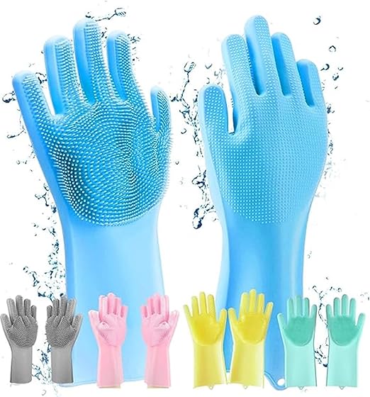 Silicone Dishwashing Gloves | Reusable Heat-Resistant Cleaning Gloves