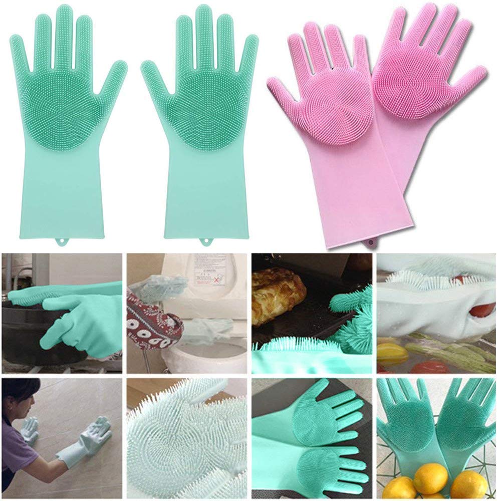 Silicone Dishwashing Gloves | Reusable Heat-Resistant Cleaning Gloves