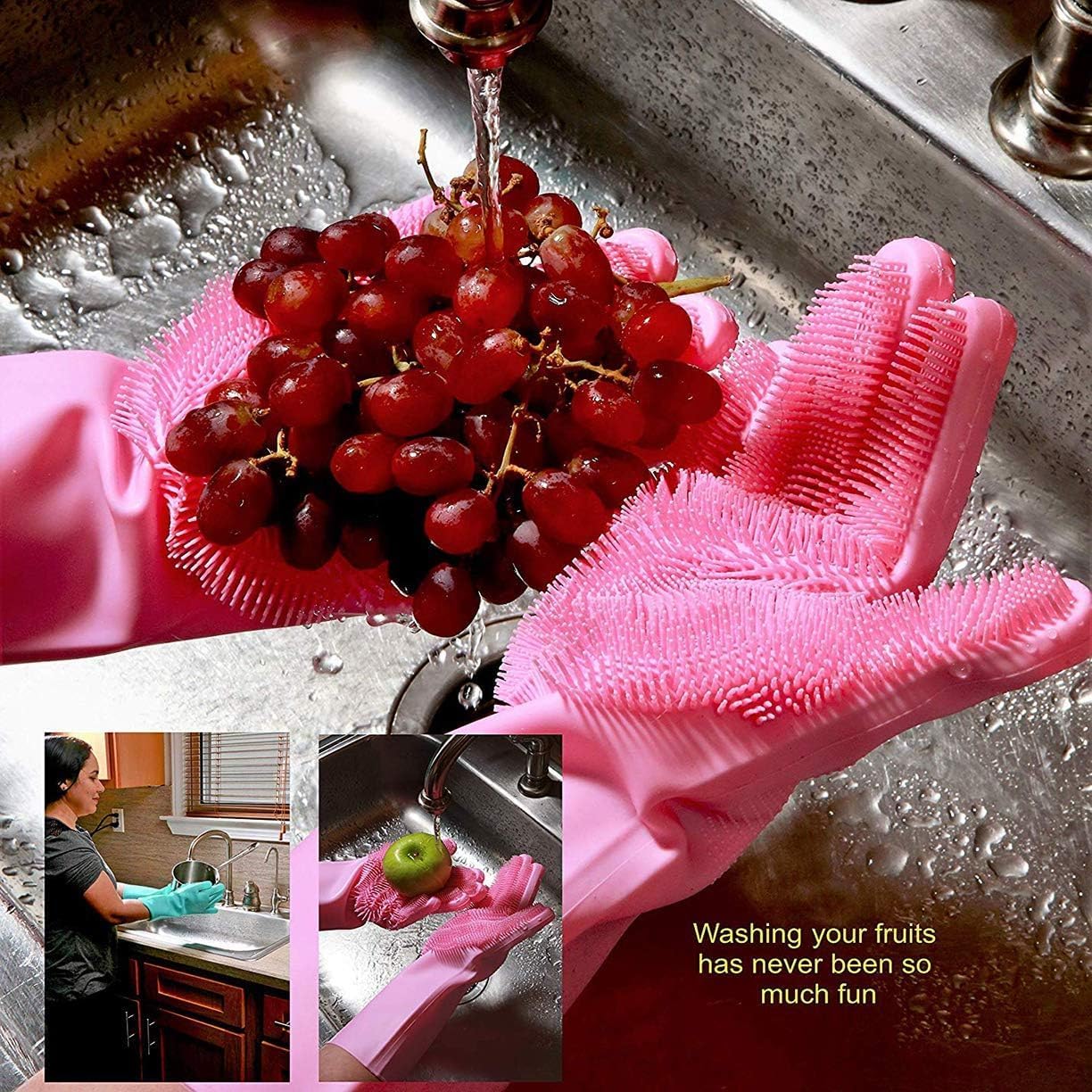 Silicone Dishwashing Gloves | Reusable Heat-Resistant Cleaning Gloves