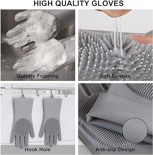 Silicone Dishwashing Gloves | Reusable Heat-Resistant Cleaning Gloves