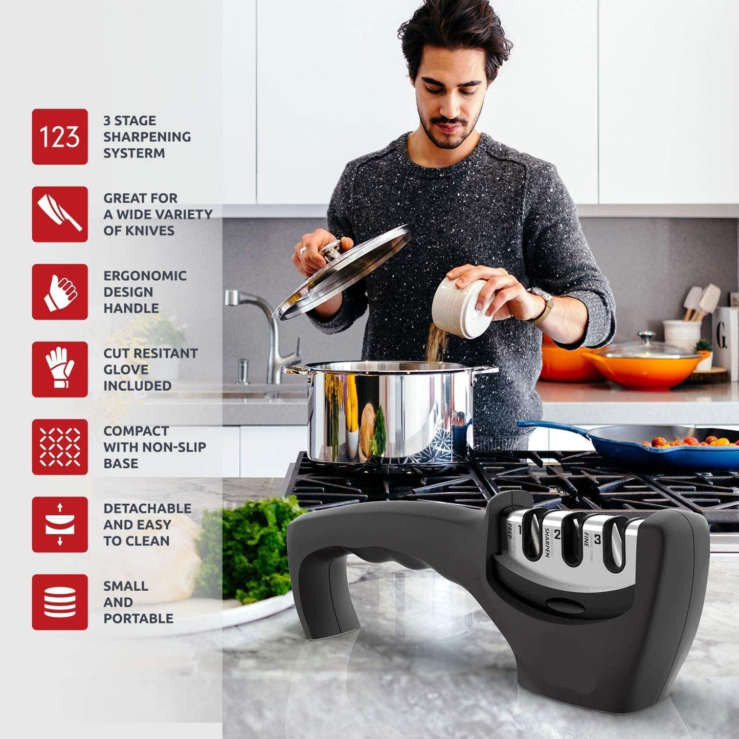 Kitchen Knife Sharpener- 3 Stage Sharpening Tool