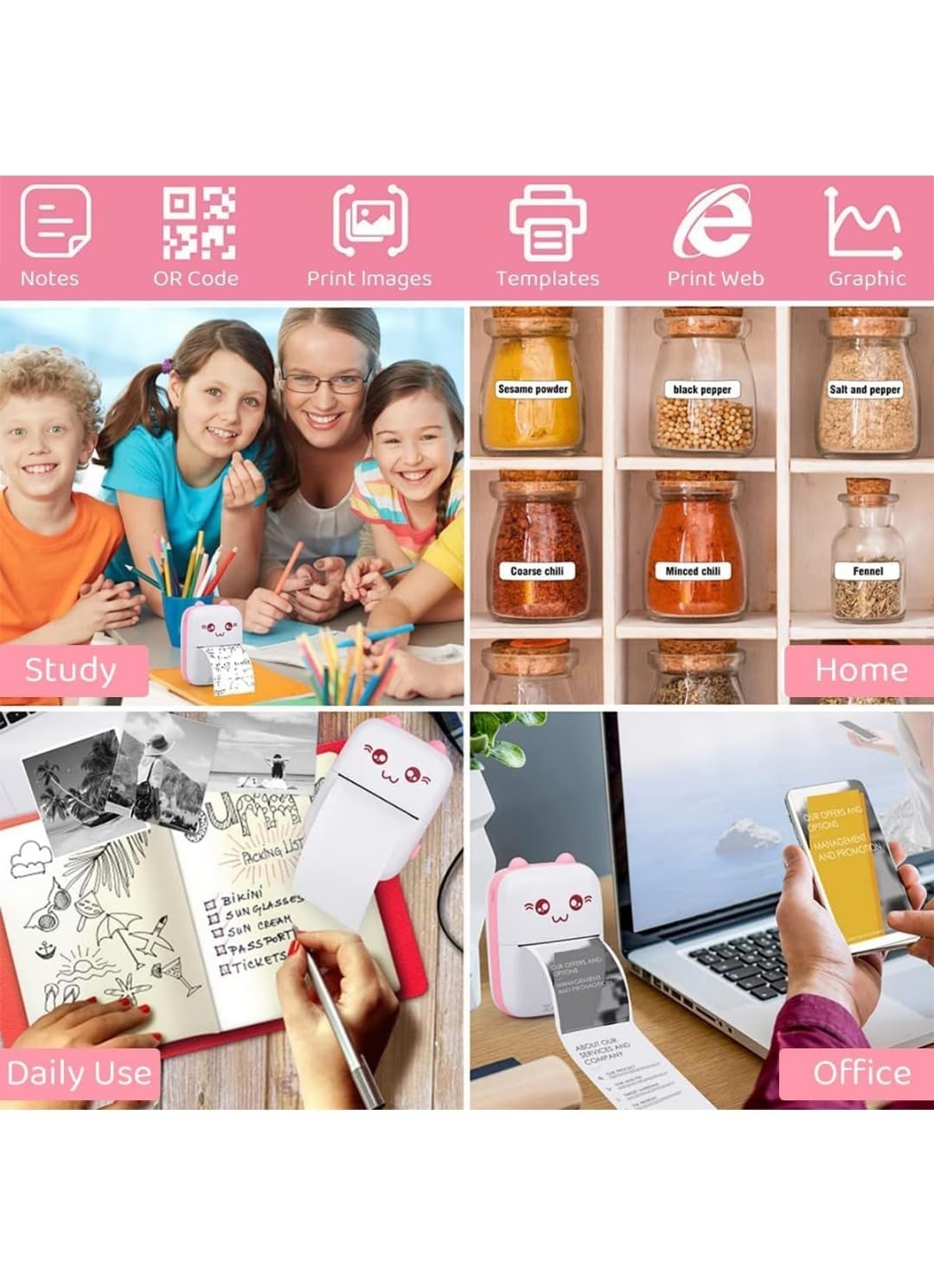 Mini Thermal Printer (Inkless Bluetooth Pocket Printer)