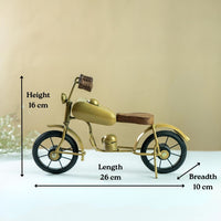 Handcrafted Wooden Bullet Bike Showpiece | Golden Antique Decor