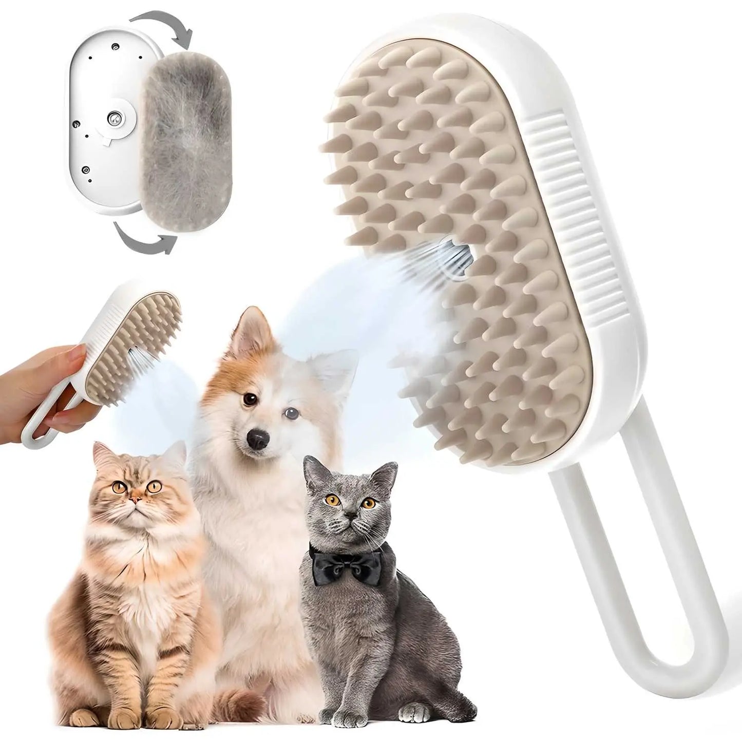 Pet Grooming Steam Brush- 4 in 1