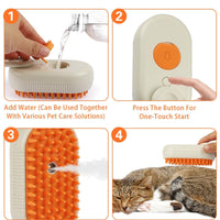 Pet Grooming Steam Brush- 4 in 1