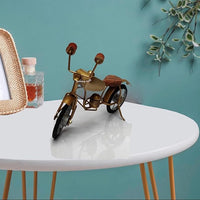 Handcrafted Wooden Bullet Bike Showpiece | Golden Antique Decor