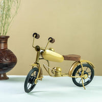 Handcrafted Wooden Bullet Bike Showpiece | Golden Antique Decor