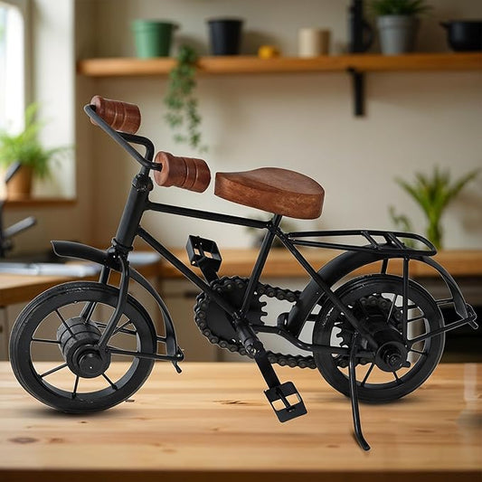 Iron & Wood Bicycle Showpiece | Antique Home Decor Accent
