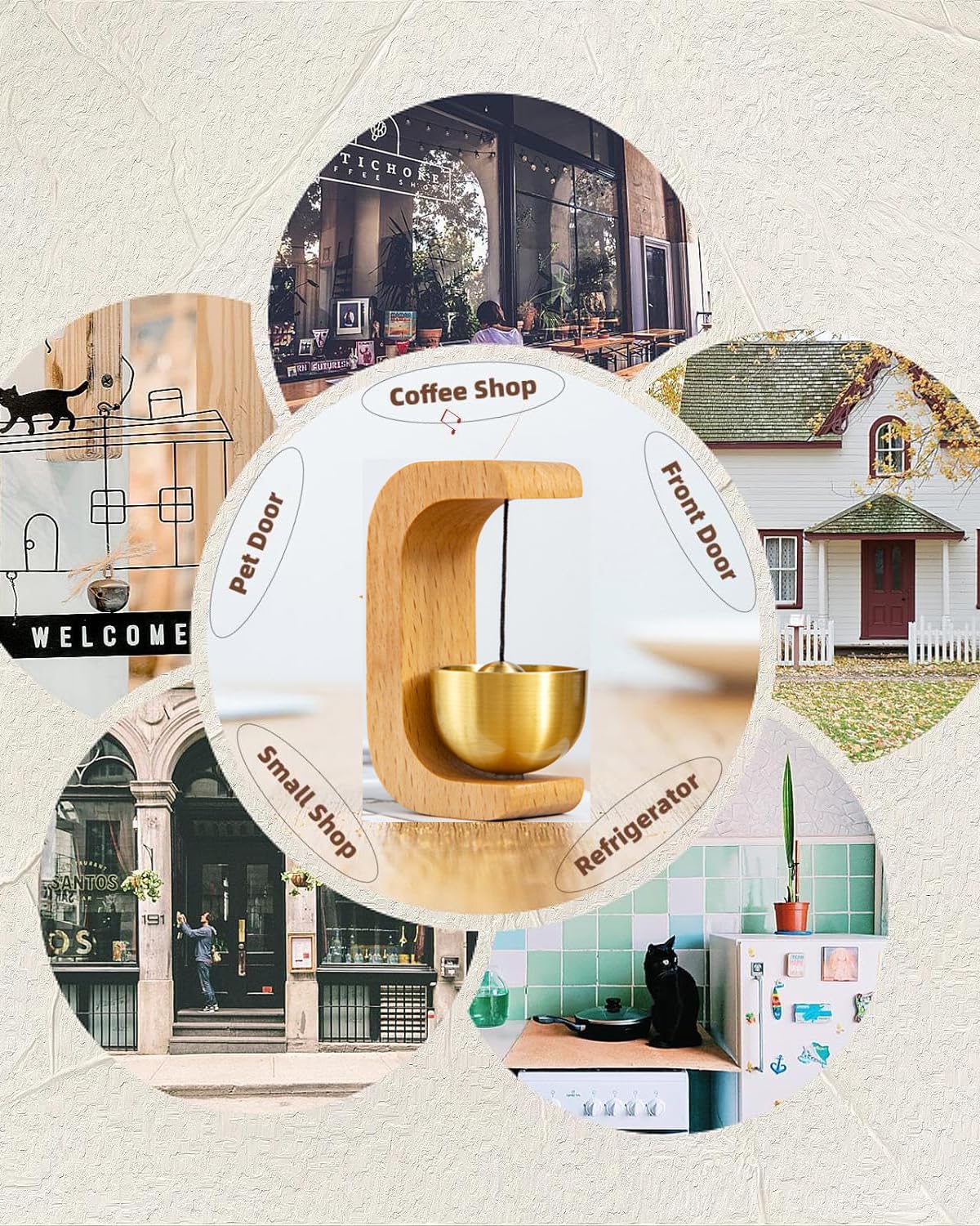 Wooden Brass Door Bell Chime