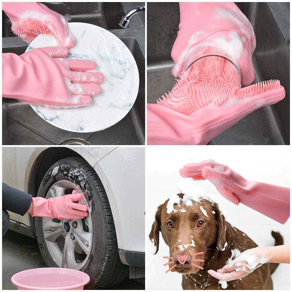 Silicone Dishwashing Gloves | Reusable Heat-Resistant Cleaning Gloves