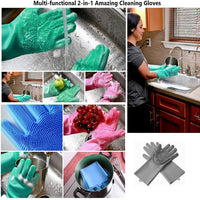 Silicone Dishwashing Gloves | Reusable Heat-Resistant Cleaning Gloves