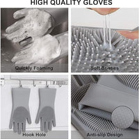 Silicone Dishwashing Gloves | Reusable Heat-Resistant Cleaning Gloves
