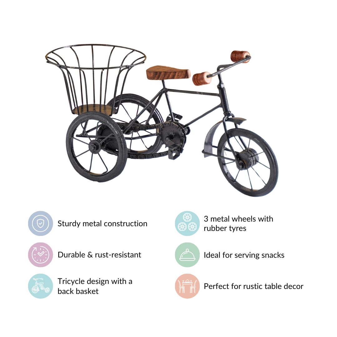 Metal Tricycle French Fry Basket | Decorative Snack Serving Basket